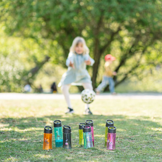 Carl Oscar Plastic Kids Water Bottle with Pop-Up Spout Grey 350ml