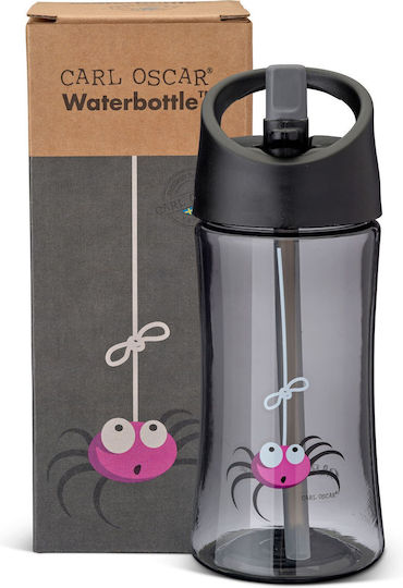 Carl Oscar Plastic Kids Water Bottle with Pop-Up Spout Grey 350ml