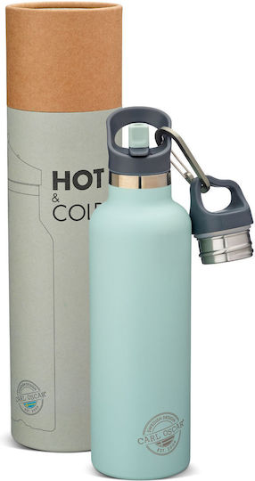 Carl Oscar Stainless Steel Kids Water Bottle Thermos with Straw Non Spill Green 700ml