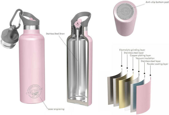 Carl Oscar Ανοξείδωτο Παιδικό Παγούρι Θερμός Ροζ 700ml