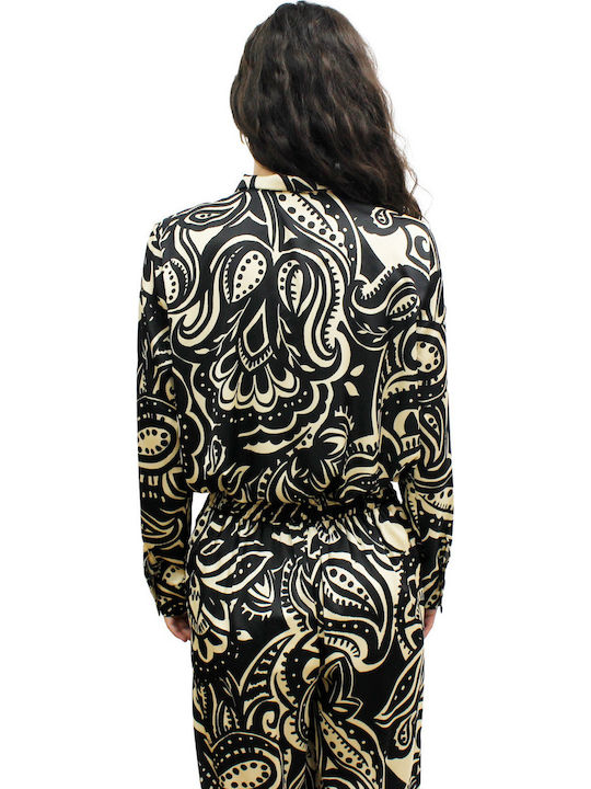 Long Sleeve Women's Shirt Black Ecru