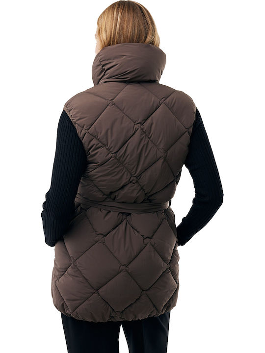 Women's Sleeveless Winter Jacket Dk.brown