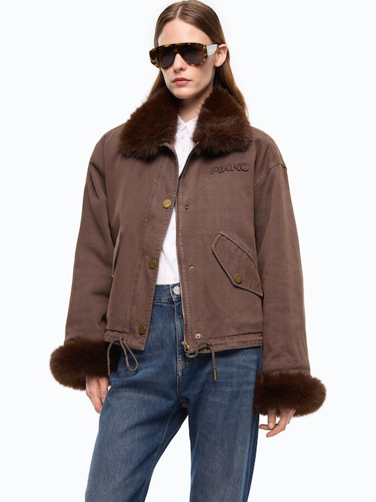 Caban Γυναικείο Bomber Jacket Brown
