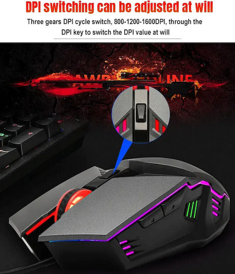Forev Комплект гейминг механична клавиатура с RGB осветление и мишка (Международен английски)