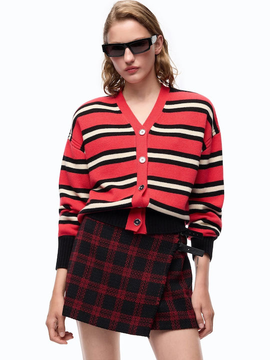 Pinko Cardigan lung pentru femei tricotat Roșu Negru