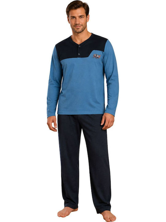 Rimoli Winter Herrenpyjama Hellblau