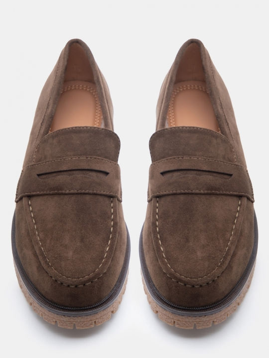 Damen Mokassins in Khaki Farbe