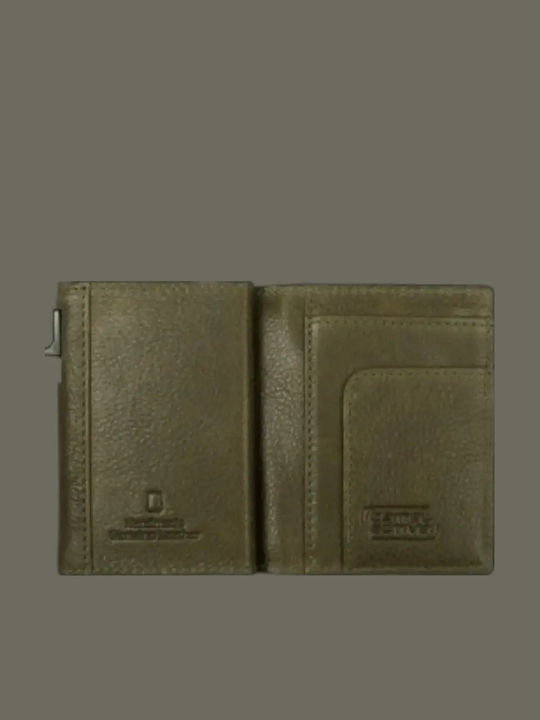 Leather Men's Card Wallet with RFID Khaki