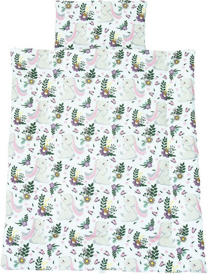 Kerstin Set Cearceaf Pentru Bebeluş Cu Faţă De Pernă Bunny Roz 70x80cm