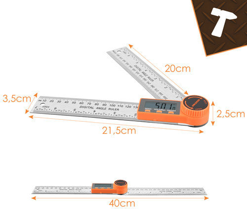 Bigstren Digitales Winkelmesser Zimmerleute Stahl Länge 20cm mit Winkelmesser