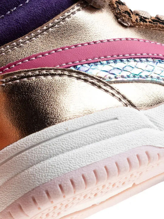 Anatomische Leder Kinderstiefel mit Bügel- und Schleifenverschluss Gold