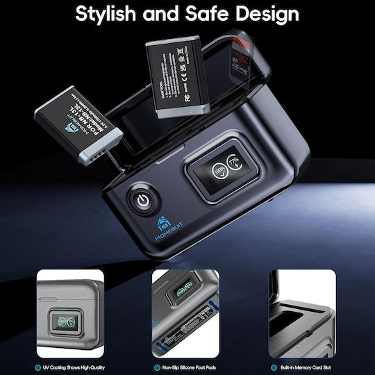 Încărcător Dublu Cu Ecran Lcd Pentru Baterii Set 2 Homesuit Nb-13l 1700 Mah Compatibil Canon Powershot G7x Mark Ii Iii G5x G9x Sx740 Hs Sx720 Hs Sx620 Hs Încărcare Usb Protecție Inteligentă