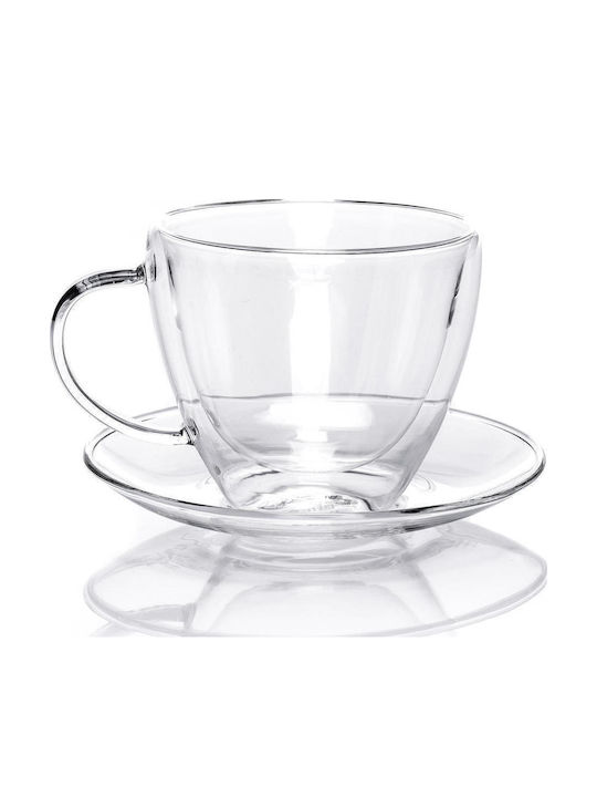 Duka Satz Tassen Kaffee Glas Transparent 380ml 2Stücke