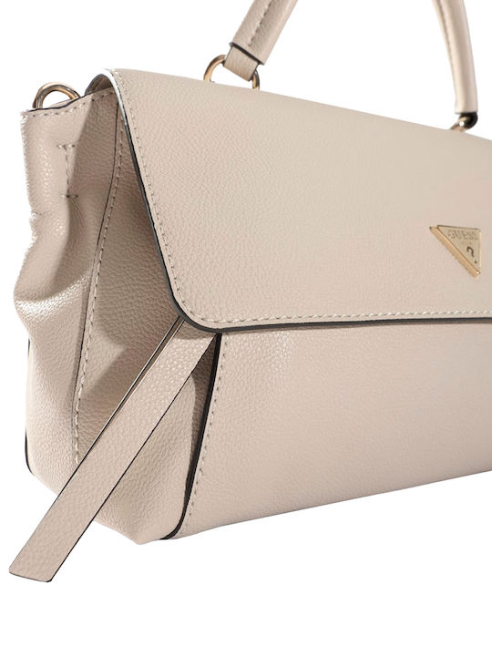 Damen Handtasche mit Klappe in Taupe
