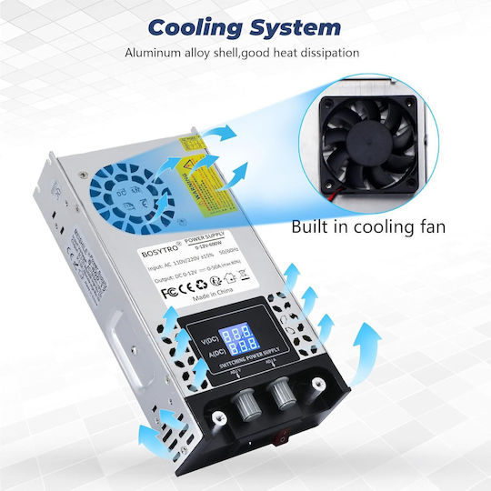 Bosytro Sursă de Alimentare Reglabilă 0-12v 0-50a 600w Transformator de Tensiune Dc Afișaj Digital Led Sursă de Alimentare Comutată Reglabilă Curent Tensiune
