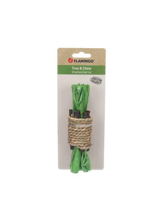 Flamingo Jucărie pentru Iepuri și Rozătoare Mici Lemne Frânghii Frunze de Porumb 16cm