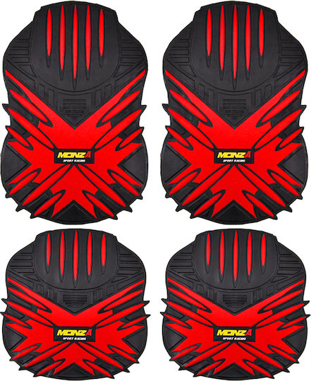 Autoline Set of Front and Rear Mats Universal 4pcs Black / Red