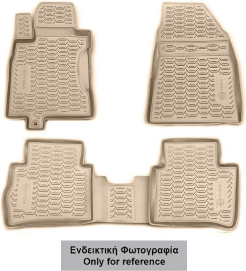 Novline Set of Front and Rear Mats 4pcs Tray Type for Toyota Hilux 2008+ Beige