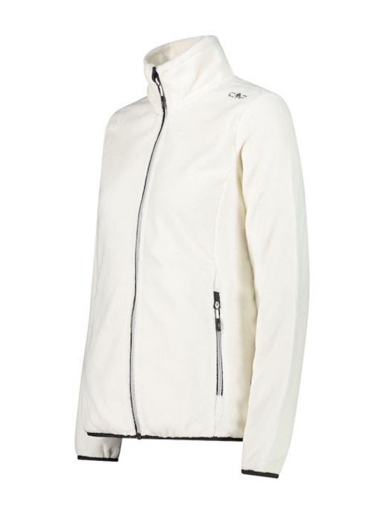 Fleece Damen Strickjacke in Weiß Farbe