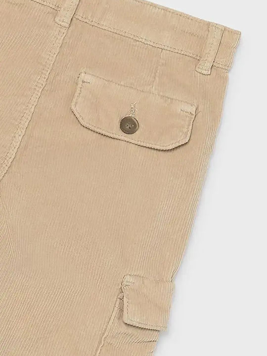Pantaloni cargo din catifea raiata bej