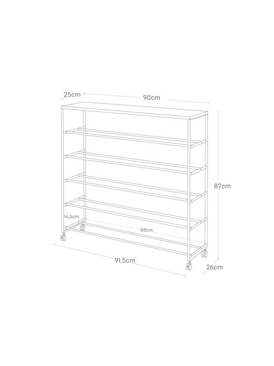 Organizator metalic pentru pantofi Tower 90.5x26x87cm