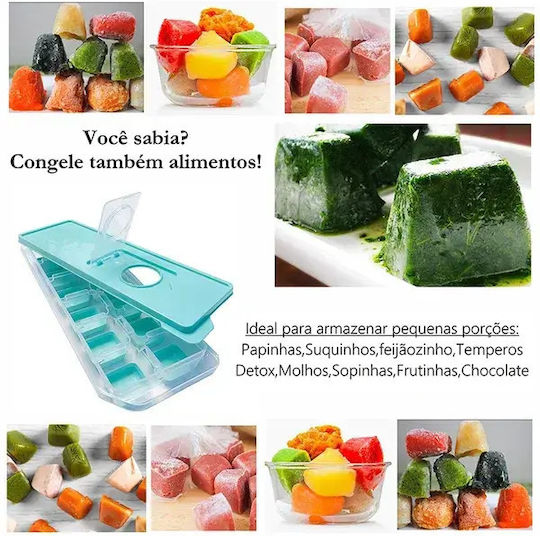 Formă de gheață din plastic cu 12 compartimente cu capac 14KZN06