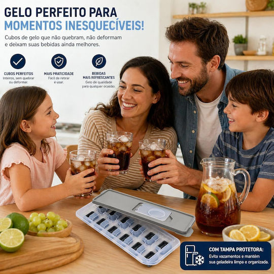 Formă de gheață din plastic cu 12 compartimente cu capac 14KZN06