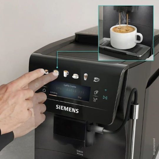 Siemens Eq600 Iaroma Αυτόματη Μηχανή Espresso Εντοιχιζόμενη 1500W Πίεσης 15bar με Μύλο Άλεσης Μαύρη TP603E08