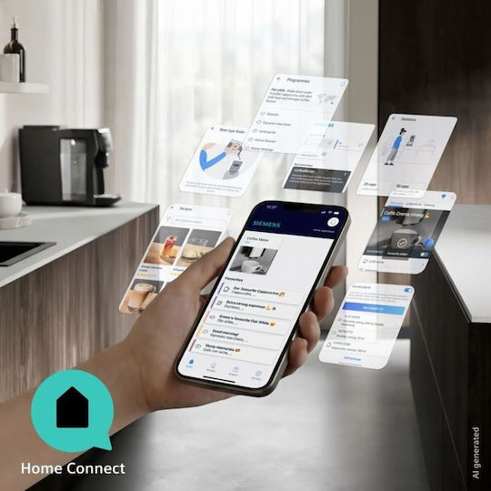 Siemens Eq600 Iaroma Αυτόματη Μηχανή Espresso Εντοιχιζόμενη 1500W Πίεσης 15bar με Μύλο Άλεσης Μαύρη TP603E08