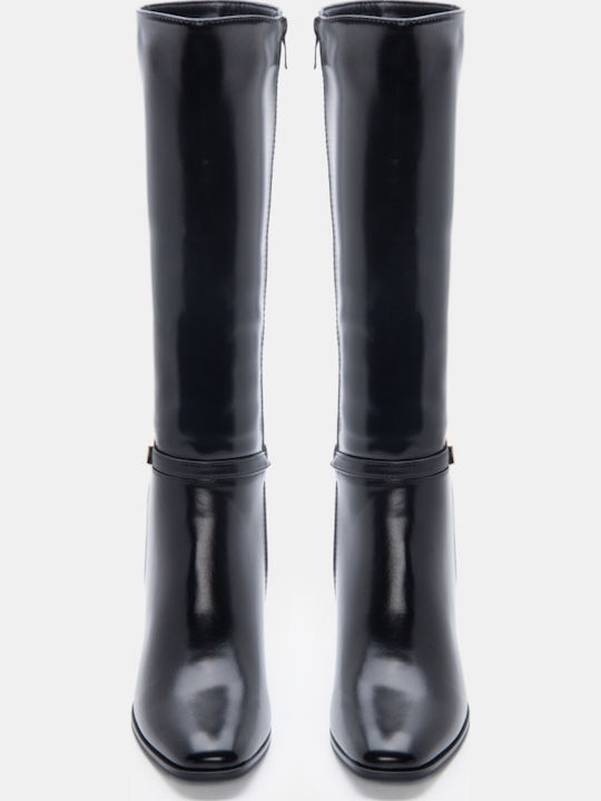 Women's Boots with Mid Heel & Fur Black