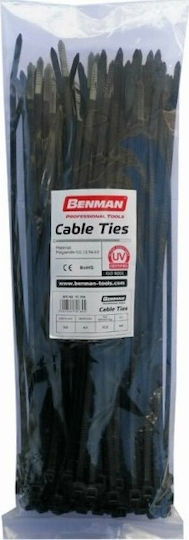 Benman Πλαστικά Δεματικά Καλωδίων 200mmx3.6mm σε Μαύρο χρώμα (100τμχ) 70952