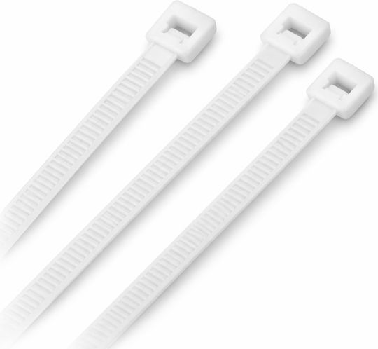 Eurolamp Пластмасови Кабелни Аксесоари 200mmx2.5mm в Бял Цвят 100 бр 147-54005
