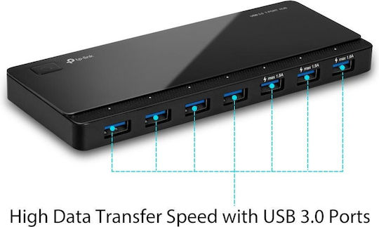 TP-LINK UH700 v4 USB-Hub mit 7 Anschlüssen USB 3.0 mit Anschluss an einen Computer USB-A