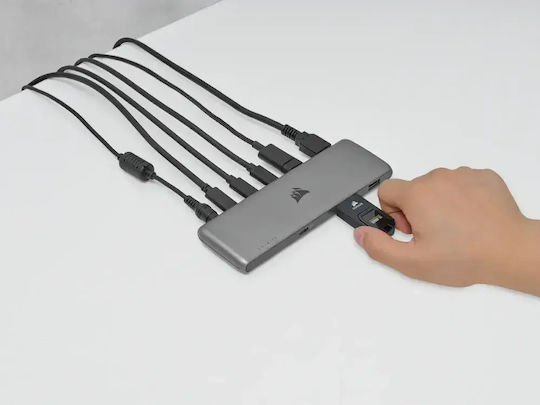 Corsair USB100 Hub 7 Porturi USB 3.0 cu Conectare USB-C Gri