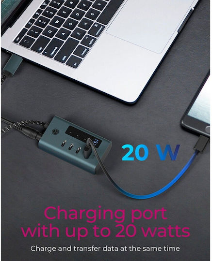 Icy Box Hub 10 Porturi USB 3.2 Cu Conectare USB-A Gri