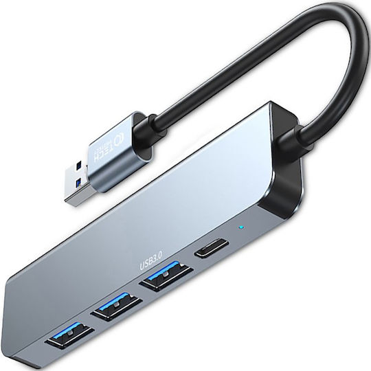 Tech-Protect V0 Hub 5 Anschlüsse USB 2.0 mit Anschluss an einen Computer USB-A Graues