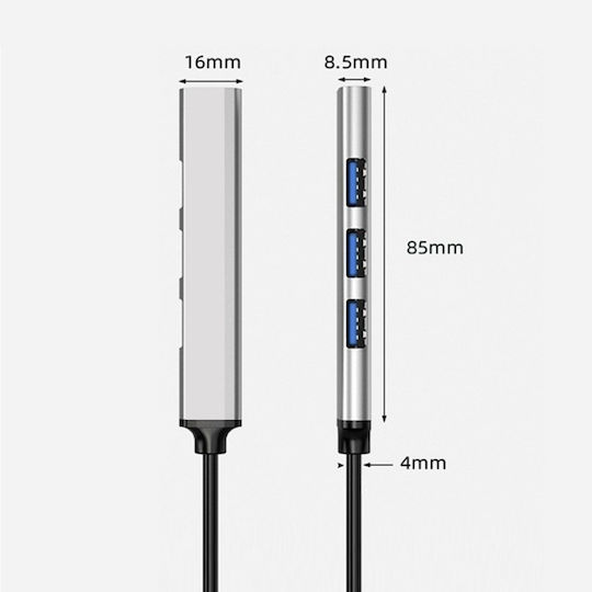 Anker Unibody USB 3.0 4-Port USB 3.0 Хъб 4 порта с връзка USB-A Сребрист