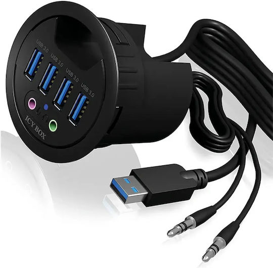 Icy Box USB-Hub 4 Anschlüsse USB 3.0 mit USB-A Anschluss