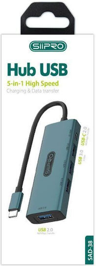 SiiPro USB 3.0 USB Hub with 4 Ports Green