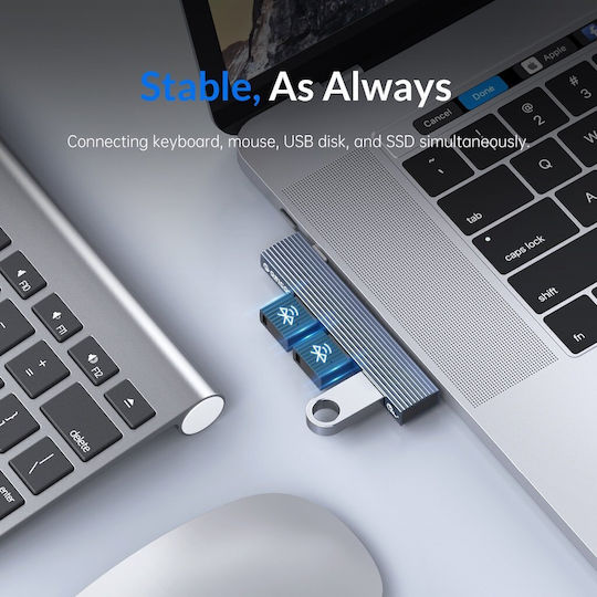 Orico USB Хъб 3 Порта USB 3.0 с USB-C Интерфейс Сив