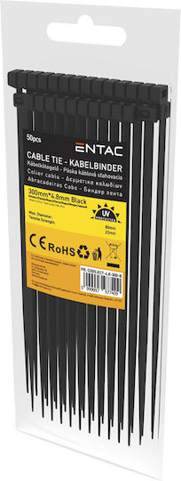 Entac Plastic Cable Ties 300mm x 4.8mm in Black Color (50 pcs) ECT-4.8-300-B