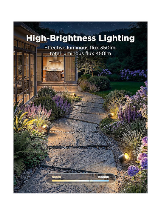 Govee Set de Proiectoare Smart LED pentru Exterior Outdoor Spotlight Lite RGBWIC 350 lm Reglabil Wi-Fi Bluetooth IP67 Rezistent la Apă Compatibil cu Alexa Google Assistant Iluminat Peisagistic