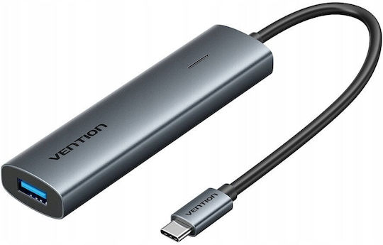 Vention USB Хъб 4 Порта USB 3.0 с USB-C Връзка Сив