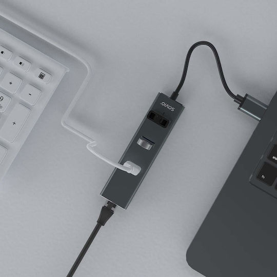 Savio 3-Port USB 3.1 Hub with USB-A Connection Gray