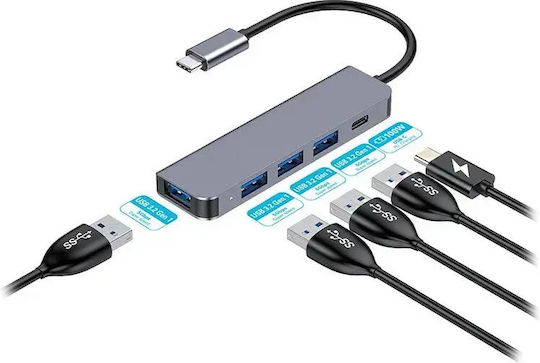 Platinet Хъб 4 Порта USB 3.2 с Връзка USB-C / USB-A
