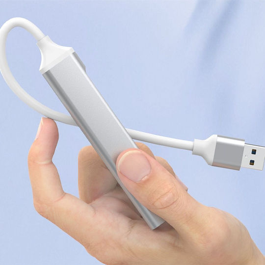 Techsuit USB-Hub 4 Anschlüsse USB 3.0 mit USB-A Anschluss Grau