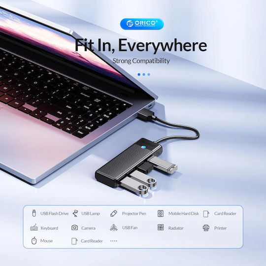 Orico USB-Hub 4 Anschlüsse USB 3.0 mit Anschluss an einen Computer USB-A