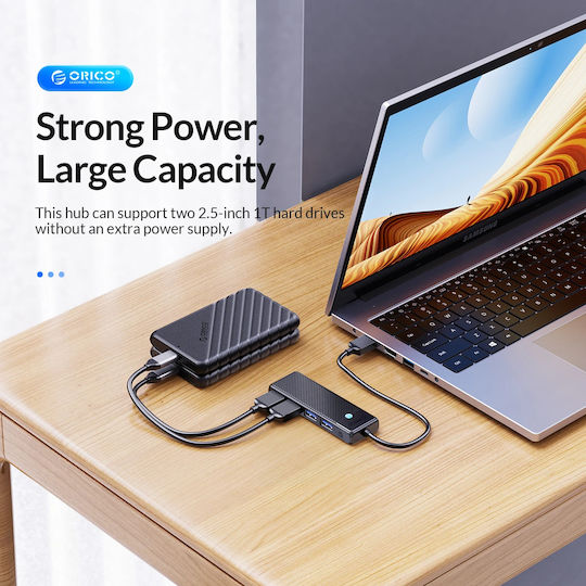 Orico USB-Hub 4 Anschlüsse USB 3.0 mit Anschluss an einen Computer USB-A