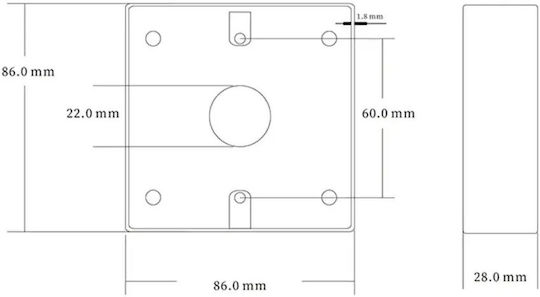 Carcasă cutie buton de ieșire control acces Mentor Acs047 montaj aparent finisaj cromat zinc 86x86x28mm