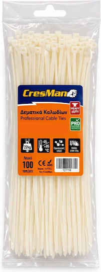 Cresman Plastic Cable Ties 150mm x 3.6mm in White Colour (100 pcs) 07353